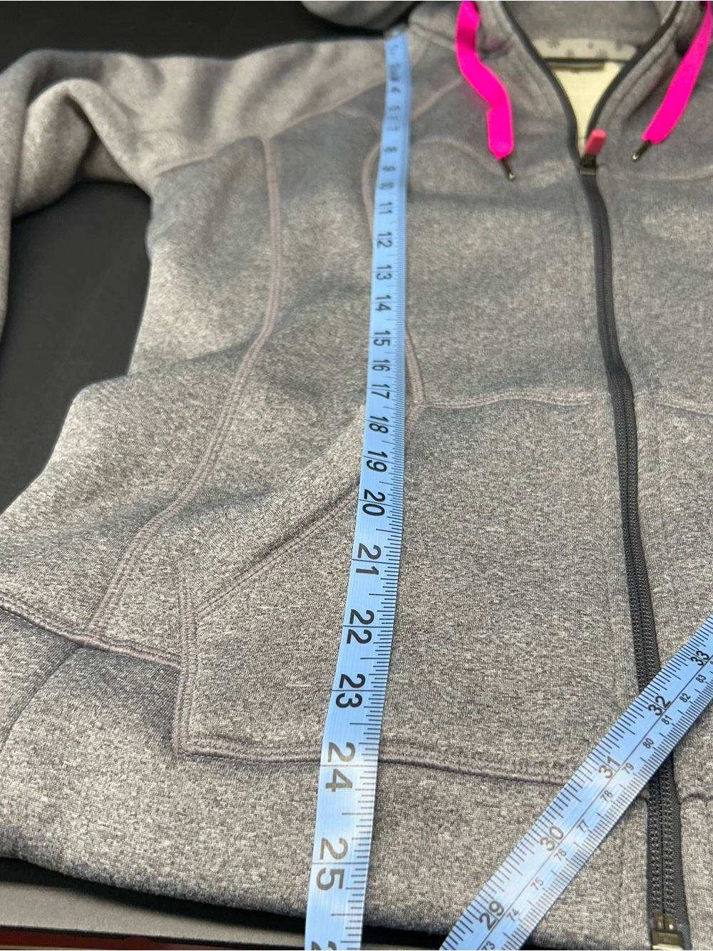 Athleta Heather Gray Hooded Zip Jacket with Pink Drawcords - Picture 4 of 8
